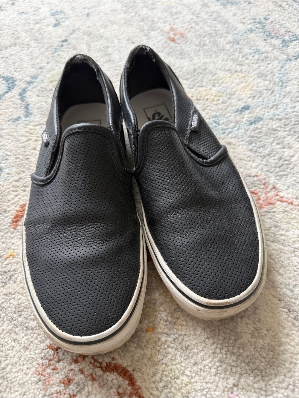 Vans Black Perforated Leather Slip-On Loafers
